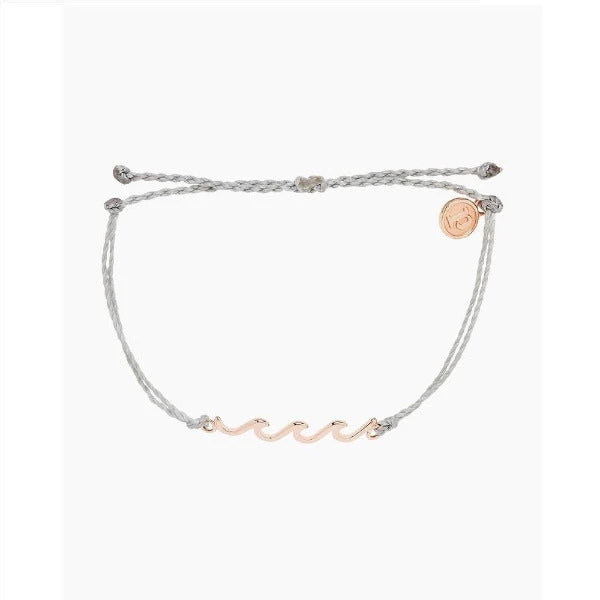 Pura Vida Rose Gold Delicate Wave Bracelet In Light Grey 1 Pura Vida Rose Gold Delicate Wave Bracelet In Light Grey