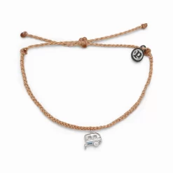 Pura Vida On The Road Bracelet Cafe De Leche With Silver Happy Camper Charm