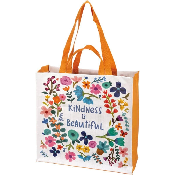 Reusable Floral Tote Kindness Is Beautiful 1 Reusable Floral Tote Kindness Is Beautiful