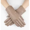 Vegan Faux Leather Khaki Gloves With Outseam Cross Stitch Details BUY 1 GET 1 FREE