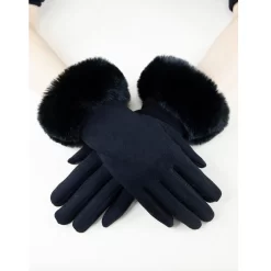 Faux Fur Cuff Black Gloves BUY 1 GET 1 FREE