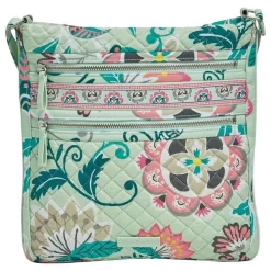 Vera Bradley Vera Bradley Iconic Triple Zip Hipster In Mint Flowers