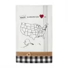 Home Is Where The Heart Is Cotton Hand Towel With Wood Button Lapel Pin