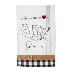 Home Is Where The Heart Is Cotton Hand Towel With Wood Button Lapel Pin