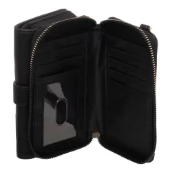 Disney Mickey Mouse Black And Gold Metal Charm Wristlet Faux Leather Wallet -Fashion Accessories Shop 59105 3