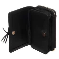 Disney Mickey Mouse Black And Gold Metal Charm Wristlet Faux Leather Wallet -Fashion Accessories Shop 59105 4