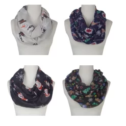Holiday Theme Santa Reindeer Snowman Gingerbreadman Infiniity Scarf