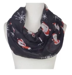 Holiday Theme Santa Reindeer Snowman Gingerbreadman Infiniity Scarf -Fashion Accessories Shop 68366 FSanta