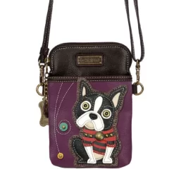Chala Cellphone Crossbody Handbag Purple Boston Terrier