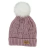 Plush Lined Knit Beanie Hat With Pom Blush Pink
