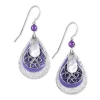 Silver Forest Earrings Silver Purple Tear Filigree