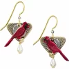 Silver Forest Cardinal Dangle Fashion Earrings
