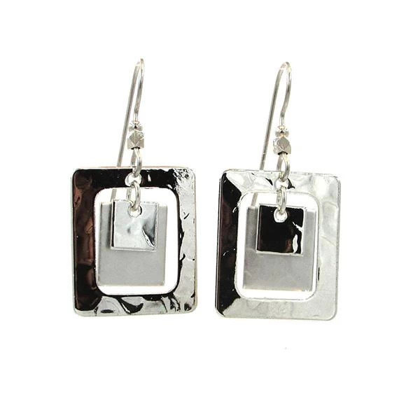 Silver Forest Earrings Silver Black Triple Squares 1 Silver Forest Earrings Silver Black Triple Squares