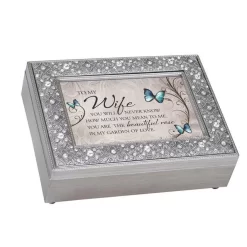 Wife The Beautiful Rose Jeweled Silver Tone Music Jewelry Box Plays "You Light Up My Life"