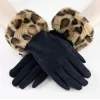 Faux Fur Leopard Cuff Black Gloves BUY 1 GET 1 FREE