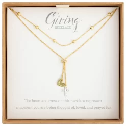 Demdaco Heart And Cross Charms Giving Necklace