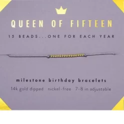 Lucky Feather Gold Bracelet Fifteen Milestone Birthday