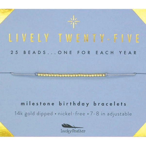 Lucky Feather Gold Bracelet Twenty-Five Milestone Birthday 1 Lucky Feather Gold Bracelet Twenty-Five Milestone Birthday
