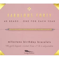 Lucky Feather Gold Bracelet Forty Milestone Birthday