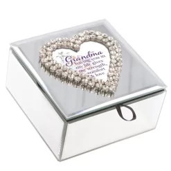 Grandma Gives Me Comfort Strength Love Jewel Heart Mirror Music Keepsake Box Plays Wind Beneath My Wings