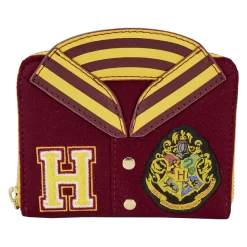 LOUNGEFLY Harry Potter Hogwarts Crest Varsity Jacket Zip Around Wallet