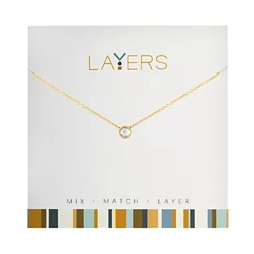 Gold Single Crystal Layers Necklace 1 Gold Single Crystal Layers Necklace