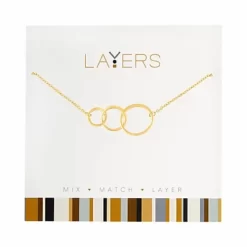 Gold Trio Open Circles Layers Necklace