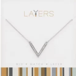 Silver Narrow "V" Layers Necklace