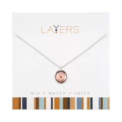 Silver Circle Pink Rose Layers Necklace