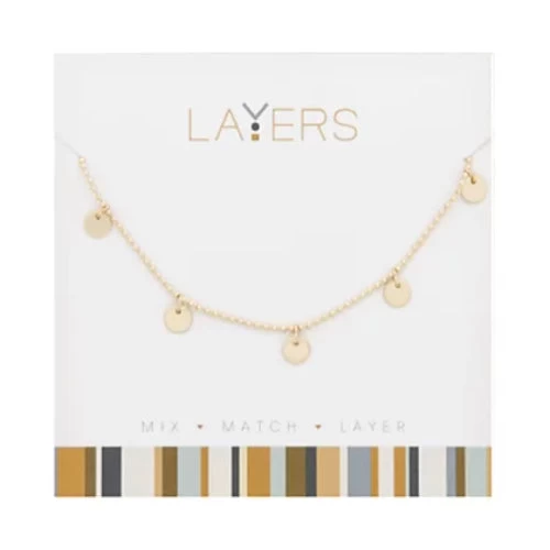 Gold Flat Disc Layers Necklace 1 Gold Flat Disc Layers Necklace