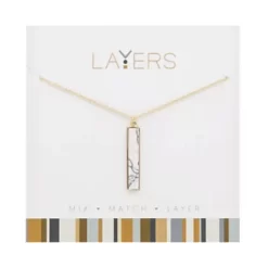 Gold Rectangle Granite Layers Necklace