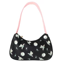 Star Wars The Mandalorian Baby Yoda Grogu Faux Leather Printed Black And Pink Shoulder Purse Handbag