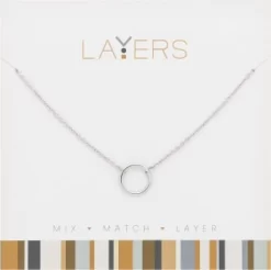 Silver Open Circle Layers Necklace