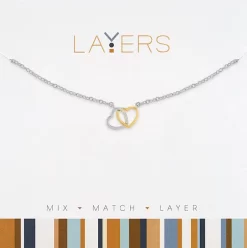 Silver Two-Tone Double Heart Layers Necklace