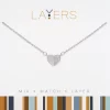 Silver Half CZ Heart Layers Necklace