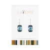 Silver Rectangle Stone Blue Sapphire Dangle Layers Earring