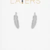Silver Feather Stud Layers Earrings