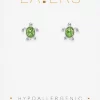 Silver Chrysolite Turtle Stud Layers Earrings