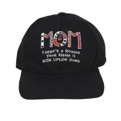 Mom Is WOW Upside Down Embroidered Baseball Cap Hat