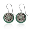 Silver Forest Earrings Green Round Layers With Flower