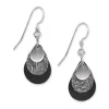 Silver Forest Earrings Silver Filigree On Black Teardrop
