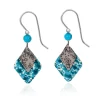Silver Forest Earrings Diamond Duo With Teal Bead