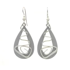 Silver Forest Earrings Silver Freeform Metal On Open Teardrop