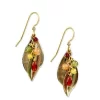 Silver Forest Earrings Gold Fall Color Beads On Teardrop