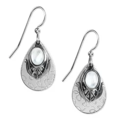 Silver Forest Earrings Silver White Stone Filigree On Teardrop