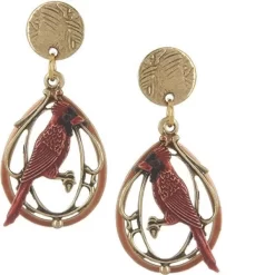 Silver Forest Cardinals Stud Earrings