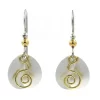 Silver Forest Earrings Gold Coil On White Circle