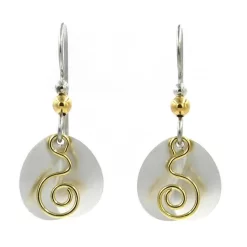 Silver Forest Earrings Gold Coil On White Circle