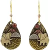 Silver Forest Elephant On Teardrop With Goldstone Earrings