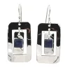 Silver Forest Earrings Silver Nested Rectangles With Stone
